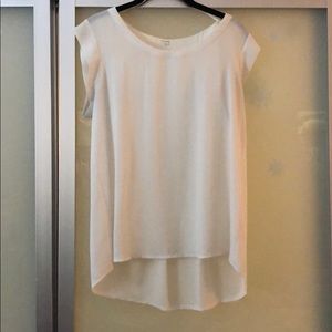 White pleated short sleeve blouse